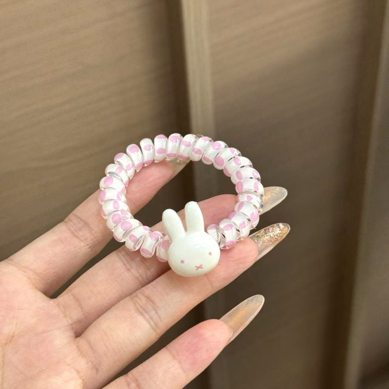 可爱兔子卡通米菲兔电话线发圈甜美皮筋少女马尾发绳卡通发饰头绳|undefined