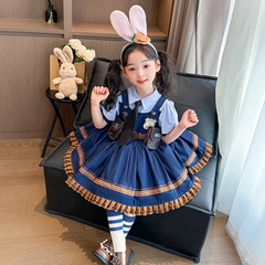 女童朱迪警官洛麗塔公主裙朱迪2024夏季新款兒童生日禮服蓬蓬裙潮