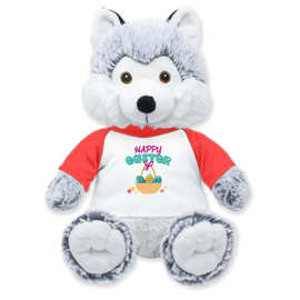 跨境热卖可爱仿真灰白毛绒狼玩偶动物造型玩具卡通毛绒玩具