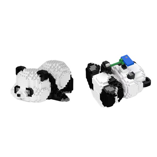 Micro-particle block national treasure giant panda Hua Hua figurine compatible with LEGO educational puzzle blocks wholesale children's toy