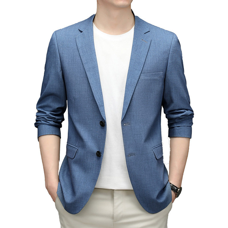 Áo vest nam caro xanh lam dáng ôm, tay dài, phong cách công sở — Caro xanh lam