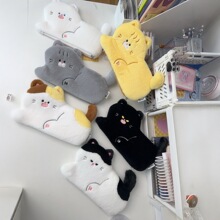 可爱猫咪笔袋初中生毛绒文具盒ins日系大容量新款男女孩学生礼物