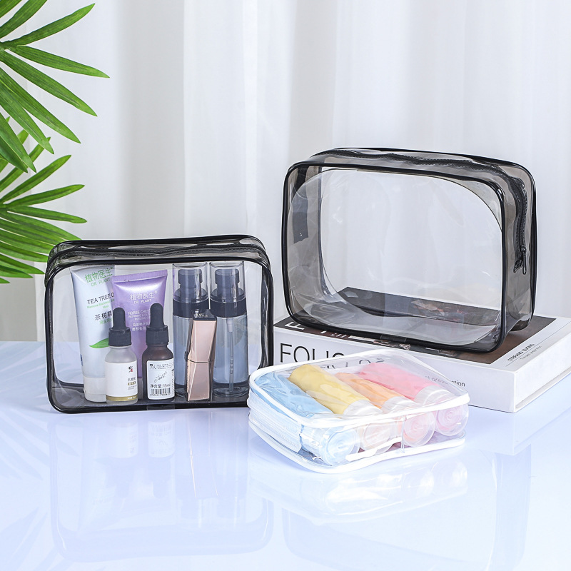 Bolsa de lavado de viaje de cuatro piezas Bolsa de cosméticos de PVC engrosada Bolsa de almacenamiento con cremallera impermeable y a prueba de polvo de gran capacidad image 2