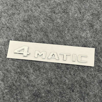 Mercedes-Benz car emblem, rear badge, E/C-Class, E300L/GLC/GLE/AMG/260L, alphanumeric and English lettering (Car logo) - standard-4matic-same-as-the-original-car-bright-silver