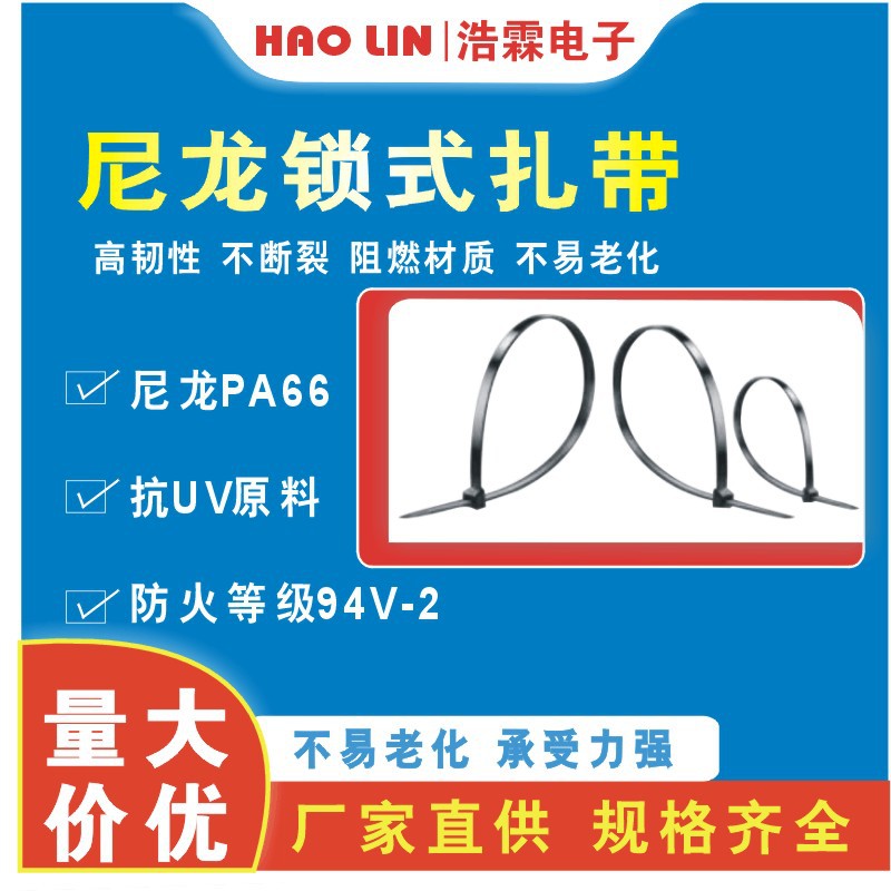 抗紫外线扎带 pp耐酸碱扎带 阻燃耐高温扎带 尼龙扎带 自锁式扎带