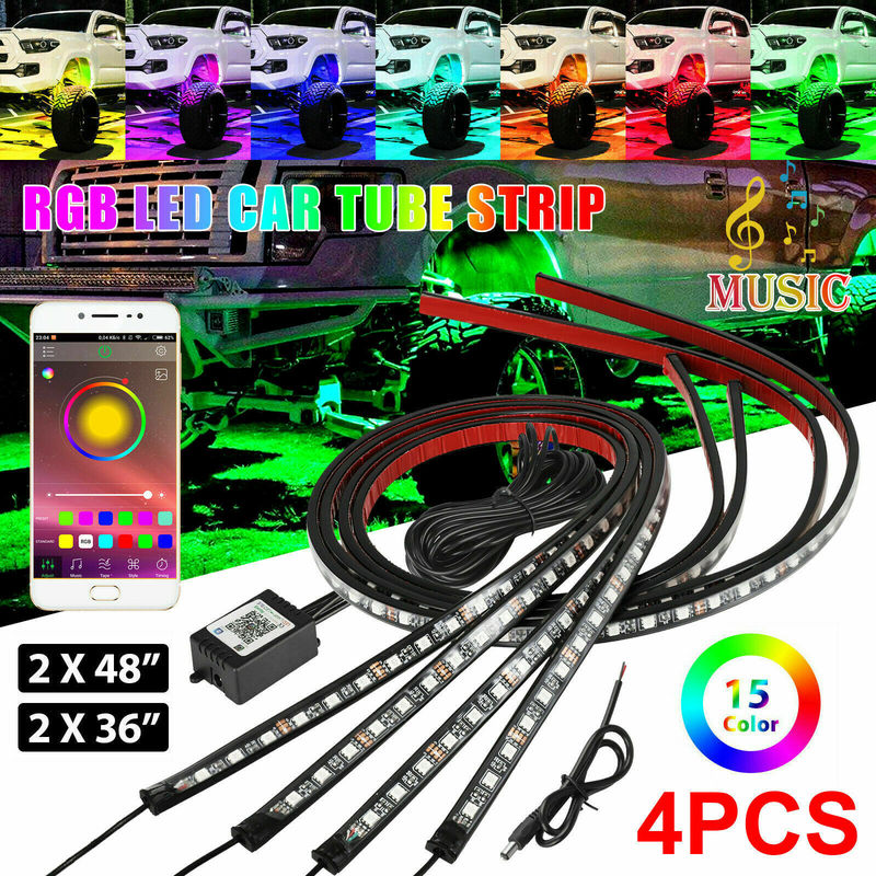 Car chassis lights one to four colorful car chassis lights atmosphere lights streamer neon light bar music APP control Car chassis lights one to four colorful car chassis lights atmosphere lights streamer neon light bar music APP control
