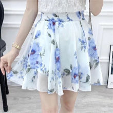 小碎花半身裙女2025夏季新款大码A字裙裤高腰韩版印花雪纺短裙子