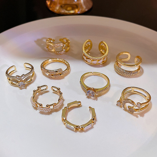 Korean style ins trendy opening adjustable pearl ring simple cold style niche internet celebrity same style ring hand jewelry