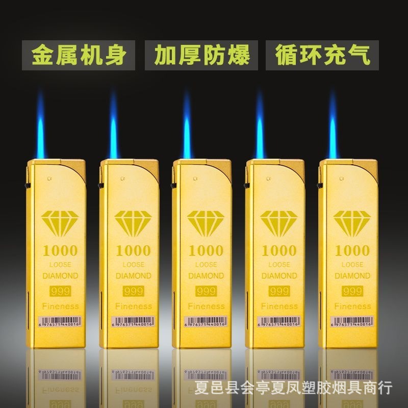 Publicidad de encendedor a prueba de viento de metal inflado láser de alta calidad impresión directa llama azul impresión UV color publicidad