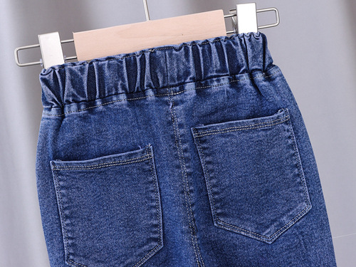 2024 new girls' jeans, fashionable spring and autumn pants for children and middle-aged children, versatile, fashionable, slim and flared pants