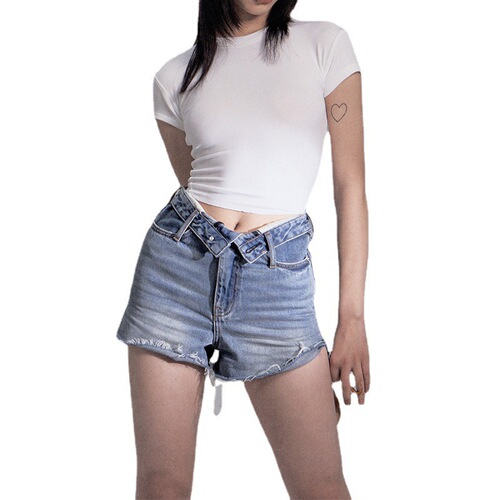 SK short sleeve women's summer slim slim T-shirt shirt top exposed navel pure to show the chest solid color base t to show the body slim