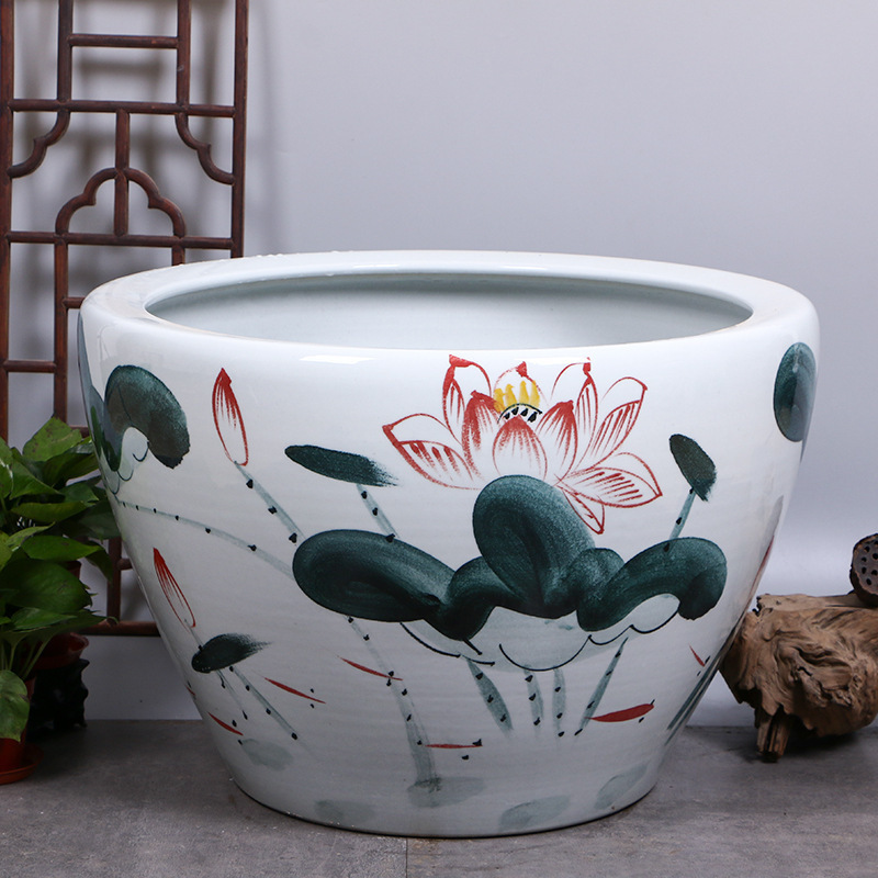 庭院大缸景德镇青花瓷水缸金鱼缸荷花碗莲睡莲盆乌龟缸酒店甲鱼缸|undefined