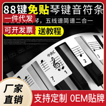 88键免粘贴钢琴贴纸电钢琴键盘简谱贴61键贴初学入门五线谱音符条