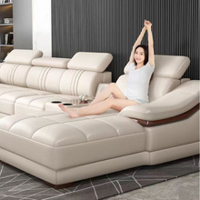 现代简约真皮沙发头层牛皮大中小户型皮艺沙发客厅转角家具组合