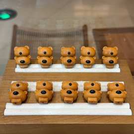 芭比檀桃木小熊冰淇淋卡通配件手工DIY文玩小提溜包挂吊坠