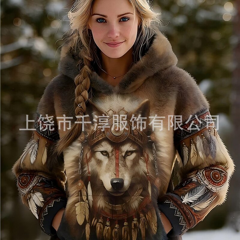 New autumn/winter collection: comfortable flannel hooded sweatshirts with retro Viking patterns for women, available on independent online stores New autumn/winter collection: comfortable flannel hooded sweatshirts with retro Viking patterns for women, available on independent online stores
