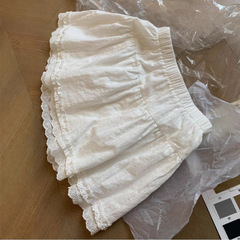 白色蕾丝拼接设计感半身裙女2025初秋新款高腰显瘦百搭气质短裙子