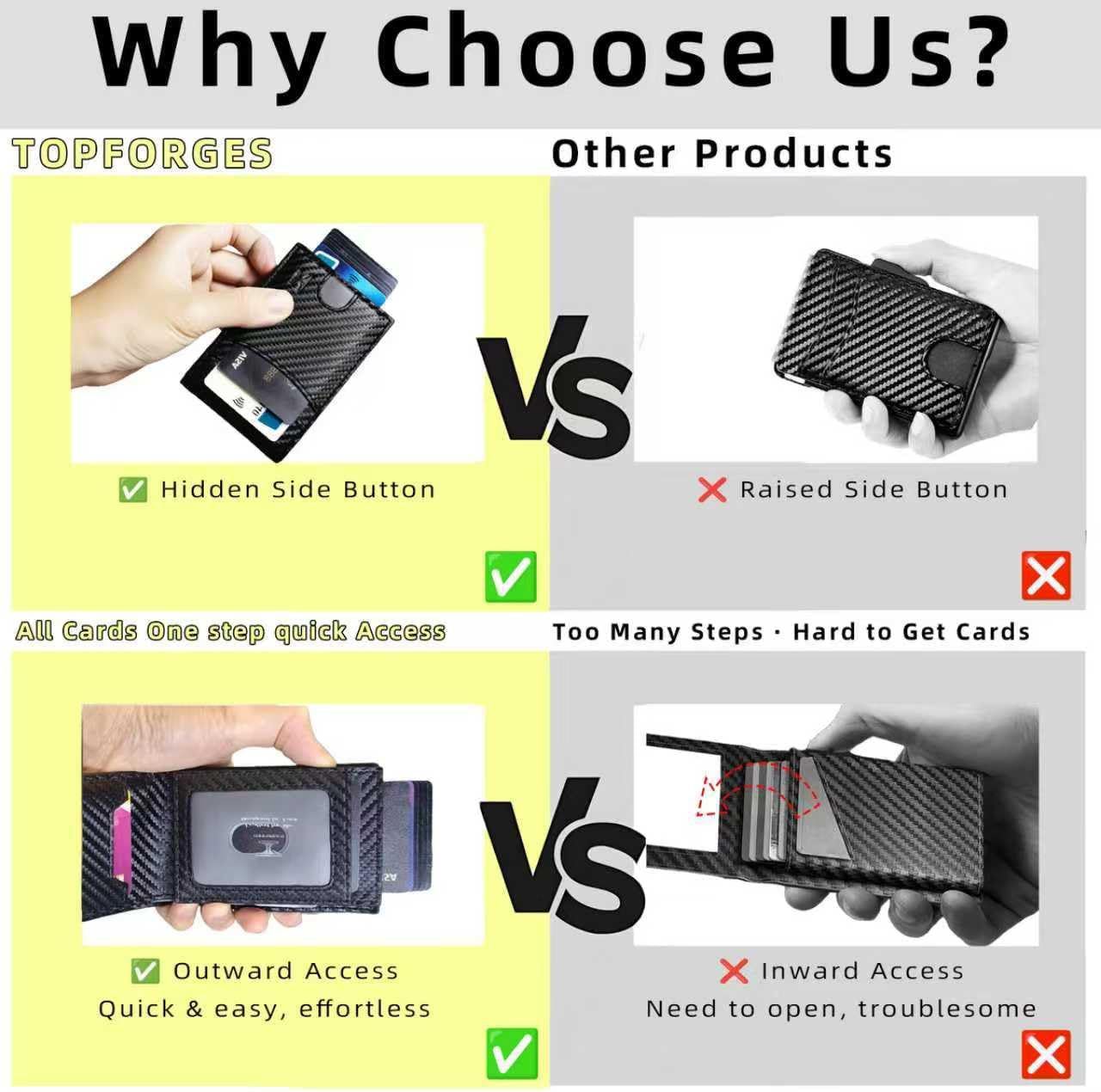 Cartera comercial multifuncional transfronteriza personalizada para hombres cartera corta de fibra de carbono flip RFID antidrobo cartera