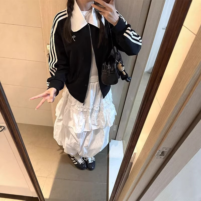 Casual Versatile Bowknot Embroidered Baseball Jacket for Women 2026 Spring Petite Commuter Outerwear Sweatshirt Coat Casual Versatile Bowknot Embroidered Baseball Jacket for Women 2026 Spring Petite Commuter Outerwear Sweatshirt Coat