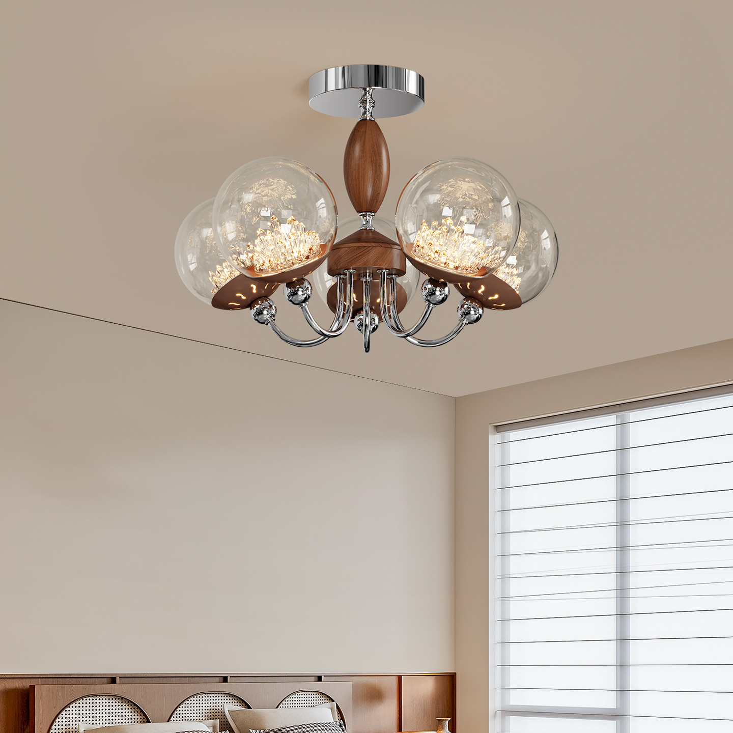Luz de techo de dormitorio medieval francesa vintage retro alta sensación 2026 nueva lámpara Zhongshan 179L