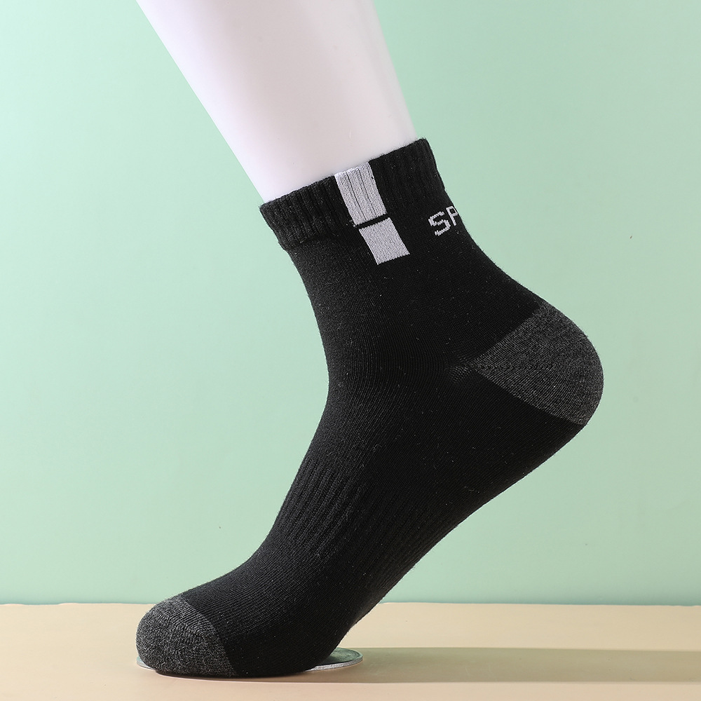 Calcetines calcetines de media pantorrilla de los hombres de caja gruesa calcetines de algodón casual de negocios letras moda sudor-absorbente transpirable Deportes calcetines de los hombres