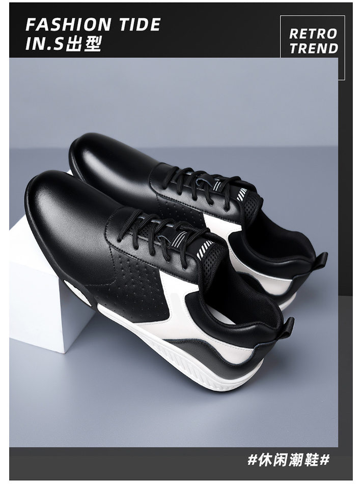 Giày sneaker nam da bò mặt mềm chống mài mòn, đế cao su gót thấp 1–3 cm, phối đồ dễ — PZ9872 màu trắng, PZ9872 màu đen chi tiết 5