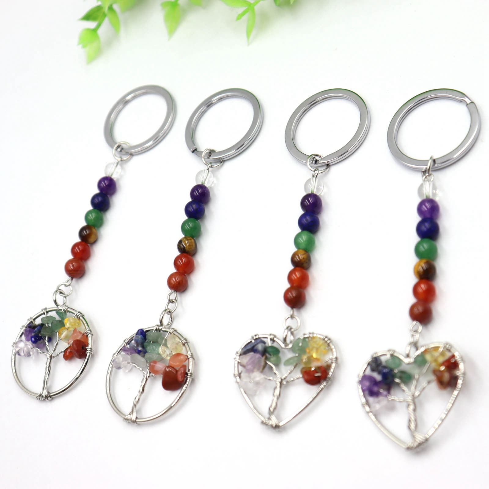 natural stone Material Simple Style Life Tree Natural Stone Unisex Bag Pendant Keychain