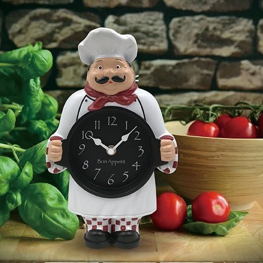 Reloj decorativo con forma de chef de Hengli - Se puede colocar o colgar sin perforar - Movimiento de segundos saltantes - Venta al por mayor