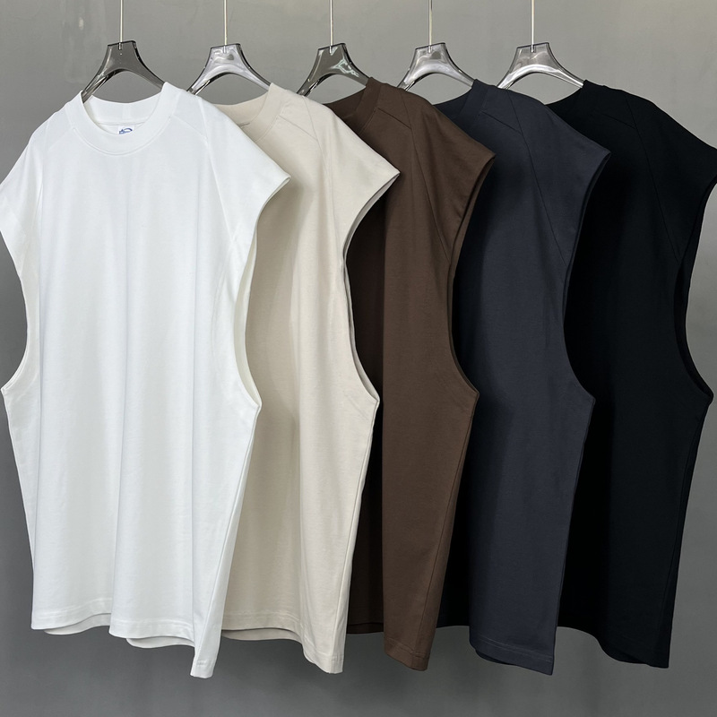 Kanye Kanye European and American High Street Simple Solid Color Vest Summer oversize Loose Casual Sports Sleeveless T-shirt