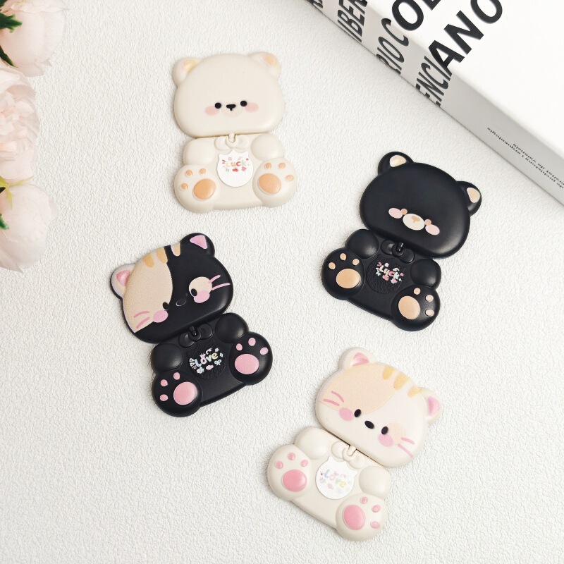 携帯電話ホルダーかわいい 360 度回転クマ漫画 KT 猫ホルダー化粧ミラー携帯電話ケースホルダーが付属しています|undefined