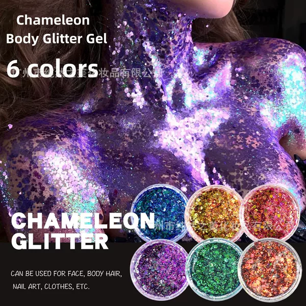 Cross-Border Dazzling Sequin Chameleon Eyeshadow Illusion Glitter Gel Stage Nightclub Glitter Gel Paste