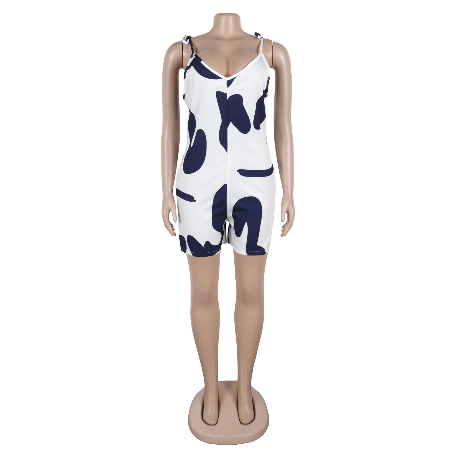 Sexy Printed Lace up Loose Jumpsuit