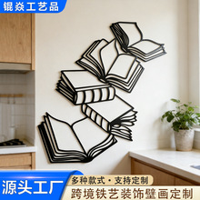 temu新款书本金属剪影简约经典风铁艺工艺品墙面装饰摆件创意壁挂