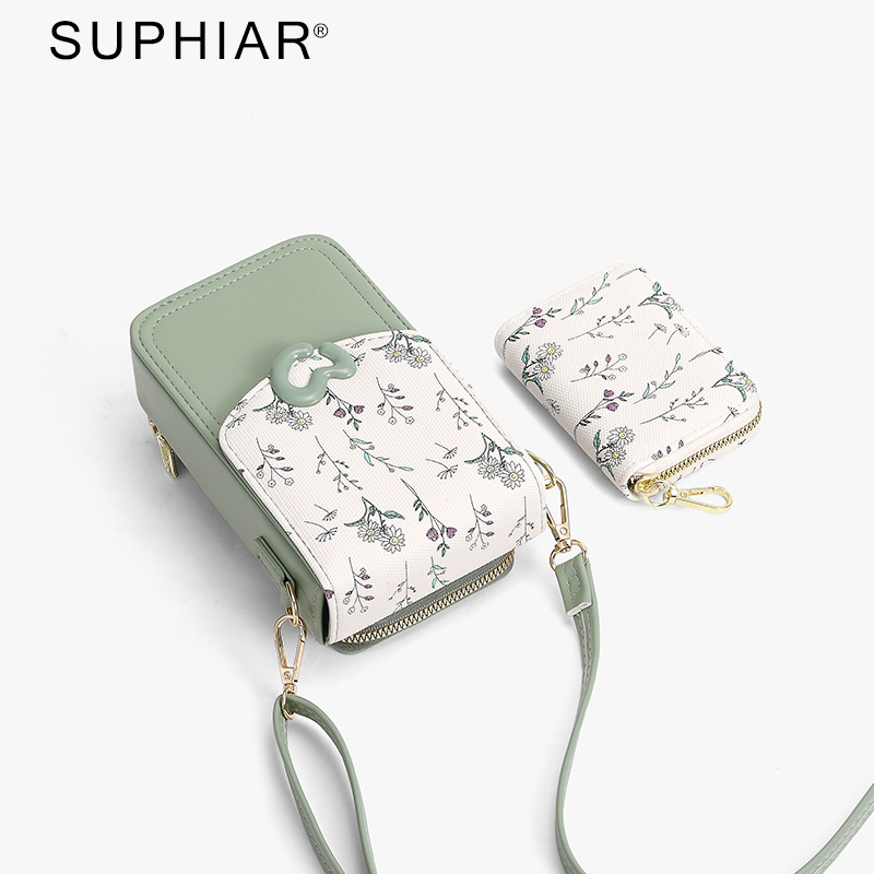 Monedero vertical para teléfono móvil, bolso pequeño de mensajero, bolso de teléfono móvil multicapa, flor, bolso de teléfono móvil multifuncional simple, moda femenina