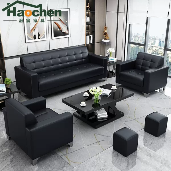Office Sofa Coffee Table Combination Simple Modern Business Reception Rest Area Reception Room Office Small Three-person Seat