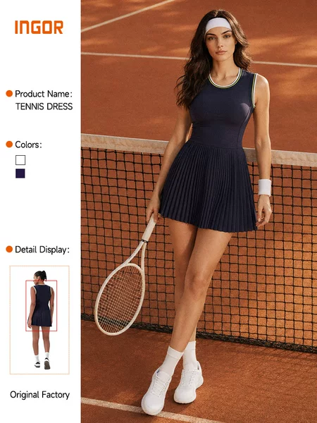 Outdoor Sports One-Piece Tennis Dress, Golf Anti-Exposure Yoga Breathable Base Dress, Women's Tennis Dress