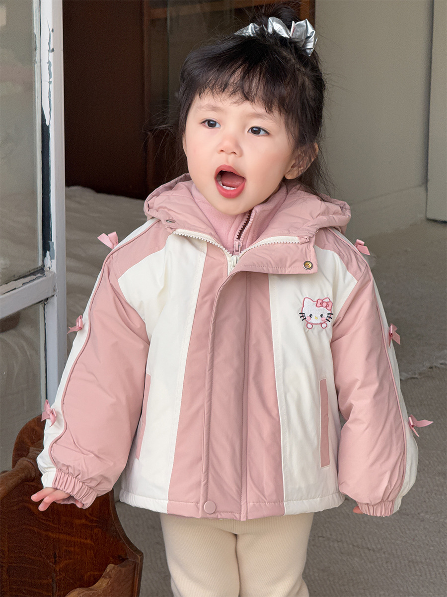 Sugar Pear ropa infantil niñas vestir abrigo de invierno 2024 nuevo estilo de niños coreano algodón sandwiched abrigo de ropa de bebé