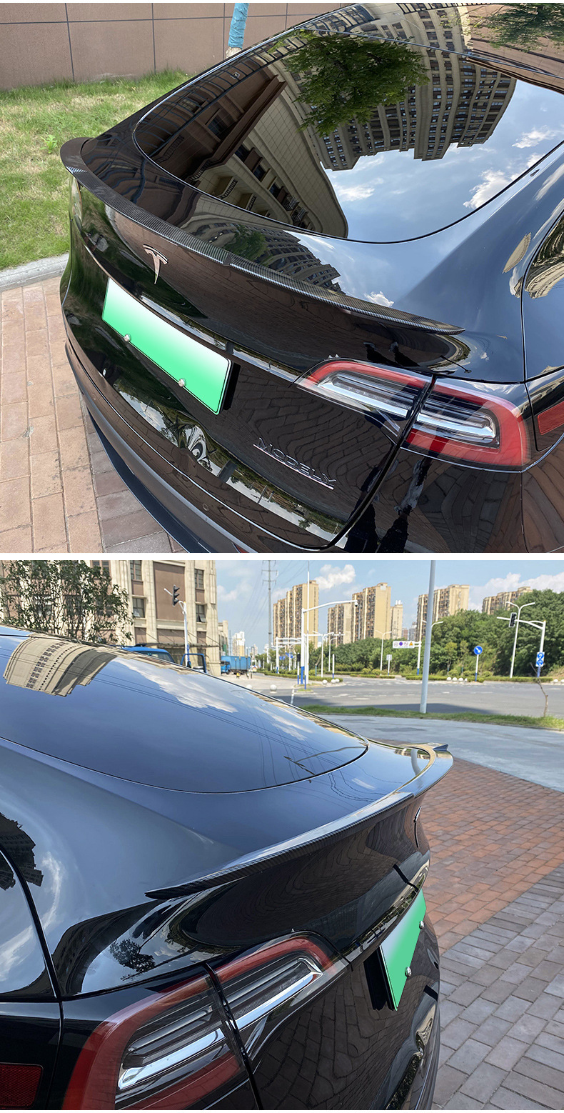 Suitable for Tesla Model 3/Y Carbon Fiber Pattern Rear Wing High-Performance P Version Original Style Car Wind Wing Surround Modification