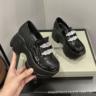 Thick-Soled Loafers for Women 2025 Spring New Style Slip-On Shallow Mouth Flats with Inner Height Increasing Women's Shoes for Small People Platform Shoes