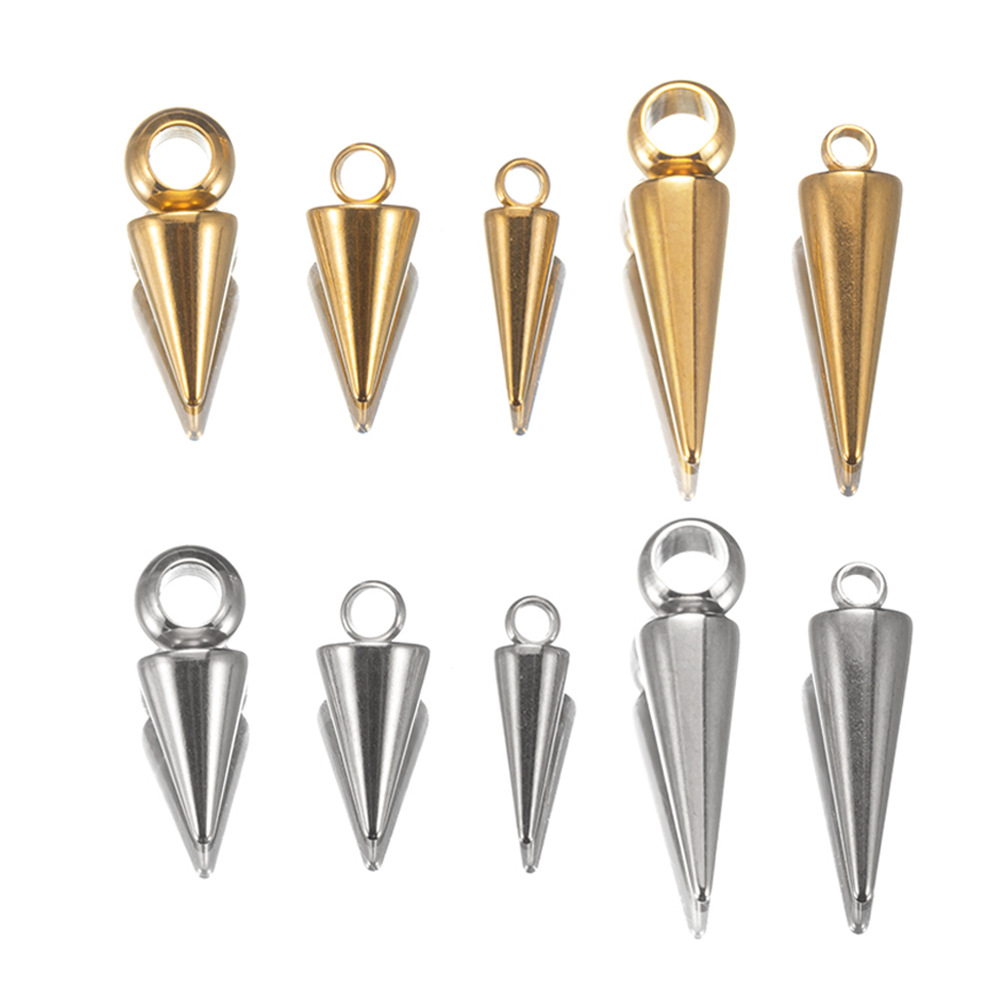 DIY Jewelry Accessories Stainless Steel Conical Small Pendant Simple Earrings Tail Chain Pendant Accessories Electroplated Small Pendant