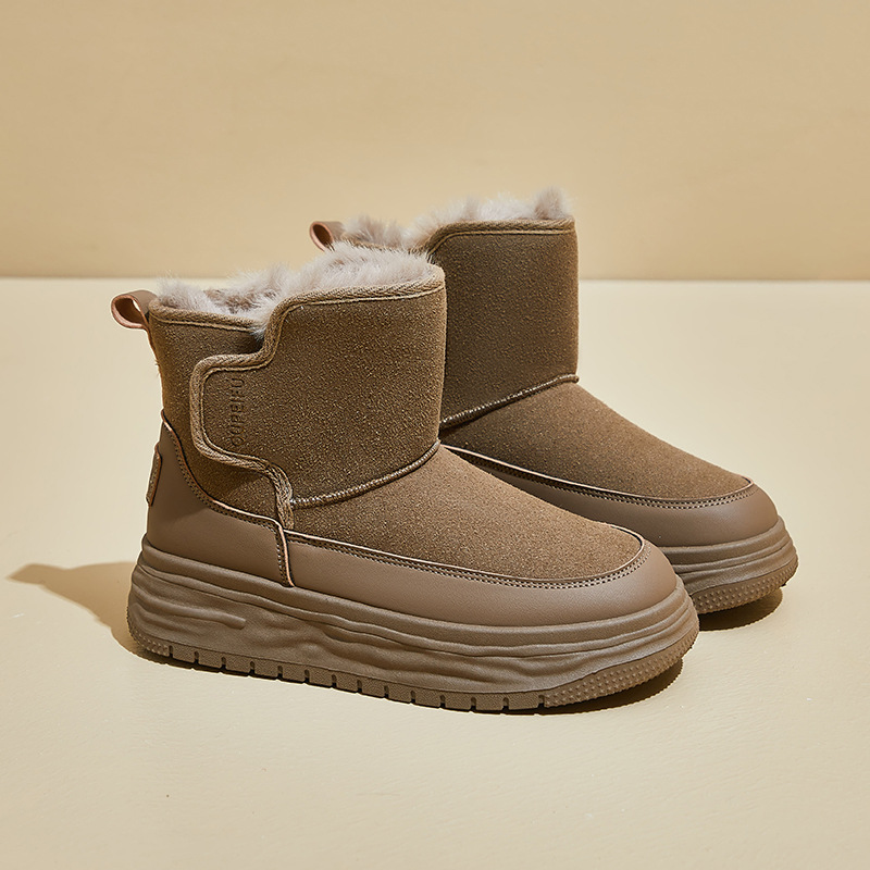 Botas de Nieve Térmicas para Mujer de Tela, Algodón y Peluche Sintético para Uso Diario
