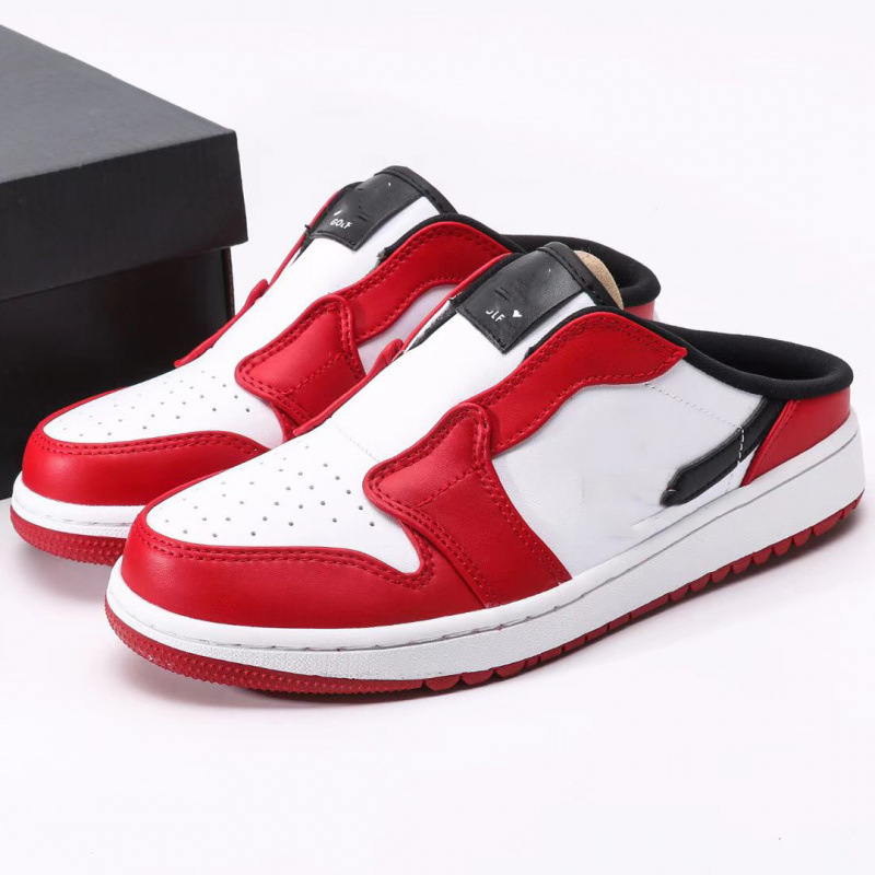 Putian Pure Original Aj Slip-On Golf Low-Top Couple Casual Shoes Closed-Toe Sports Slippers Chicago White and Red Sneakers
