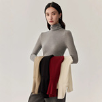 绵羊毛高领毛衣针织衫女秋冬修身软糯天丝莱赛尔内搭堆堆领上衣