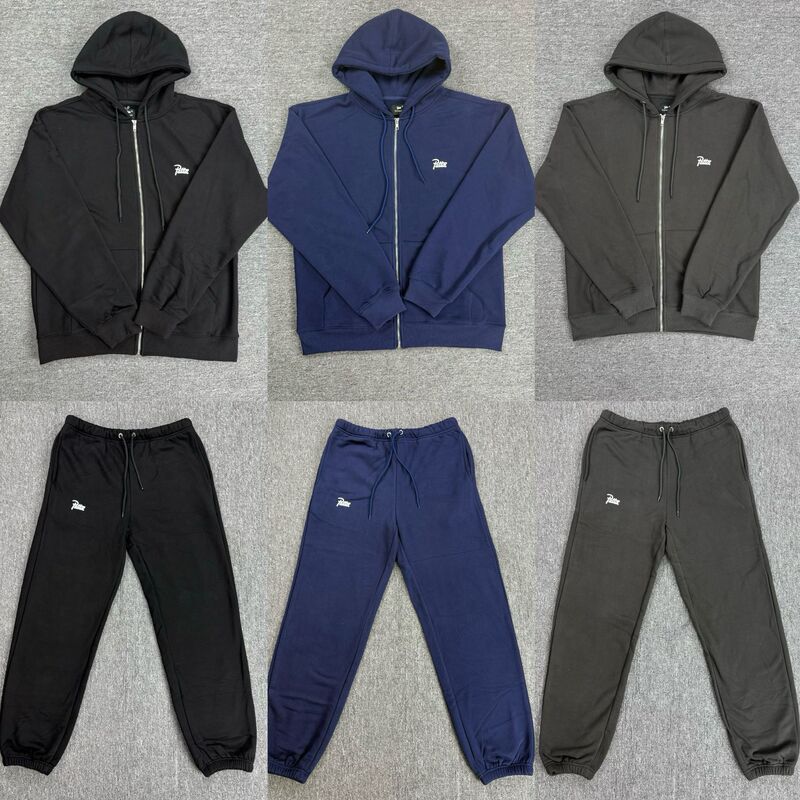 Patta Cross-Border Foreign Trade Trendy Brand American-Style Embroidered Logo Heavy-Duty Set Casual Long Pants Hooded Jacket Cardigan for Men