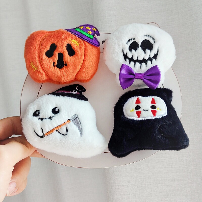 Cartoon Plush Halloween Funny Doll Brooch DIY Creative Skull Ghost Pumpkin Doll Small Gift