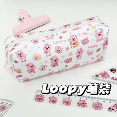 ピンクビーバー漫画ラウンド鉛筆バッグかわいい大容量高価値文具学生イン収納メイクアップ卸売