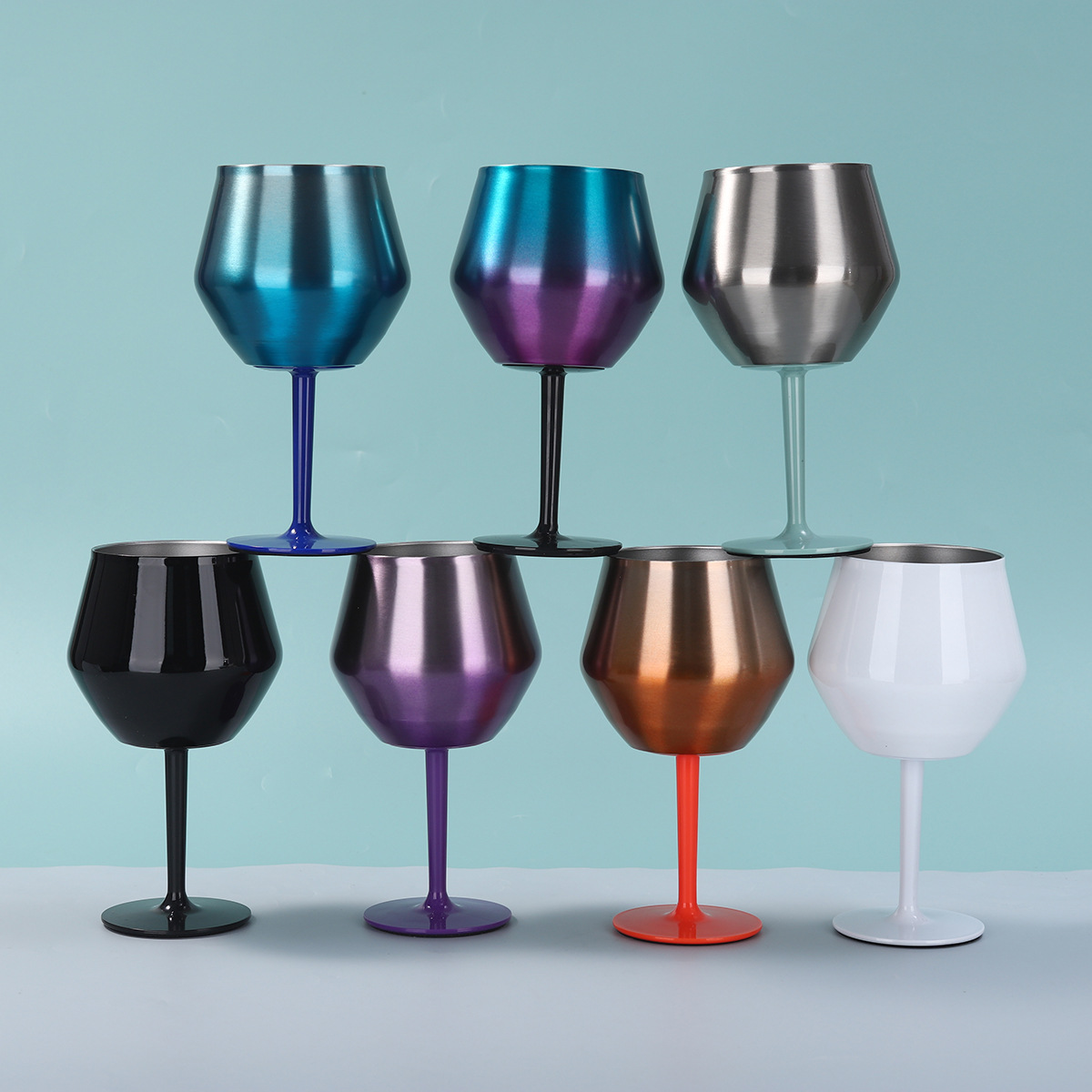 跨境史丹利304不锈钢高脚杯U型可拆卸二合一红酒杯酒馆时尚蛋形杯