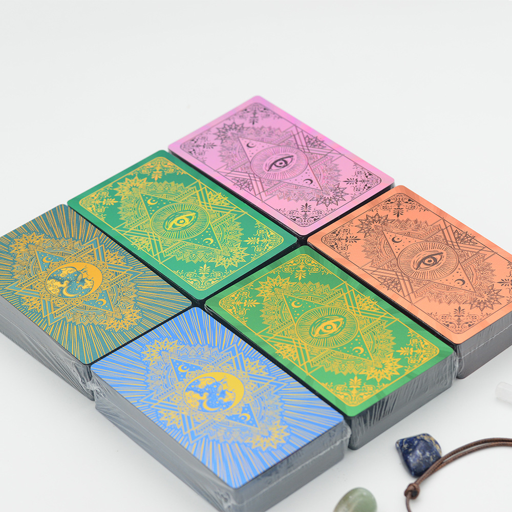 Gold Foil Tarot Cards Set Six Colour Eye Moon Board Game Cards_voghion.com