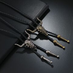クロスボーダー牛頭ネックレスレトロ合金中空パターン牛頭パーソナライズされたセーターチェーンファッショナブルで多用途なレザーロングネックレス