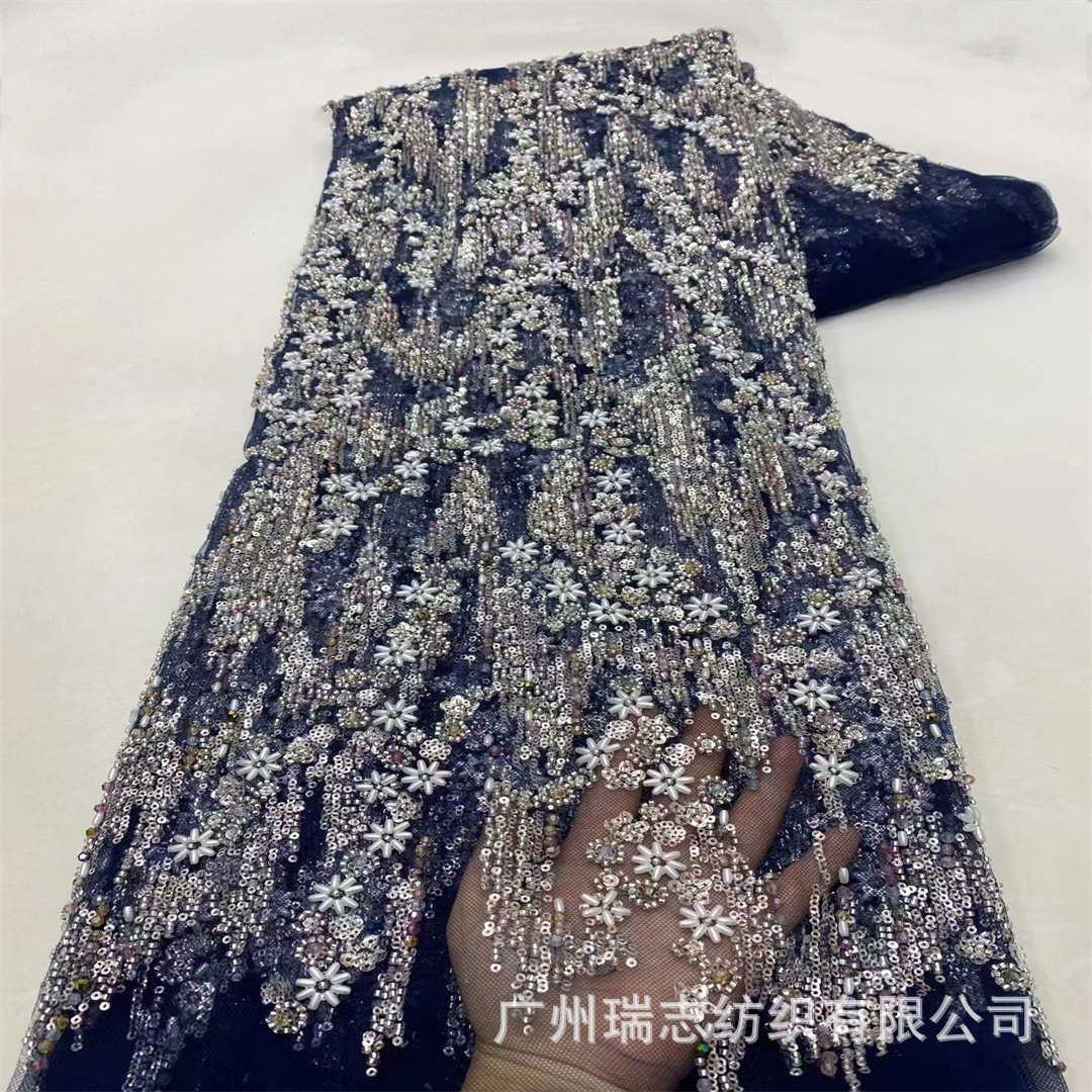 África Oriente Medio vestido de boda agujas de flor sequilla cuentas tela de encaje bridal